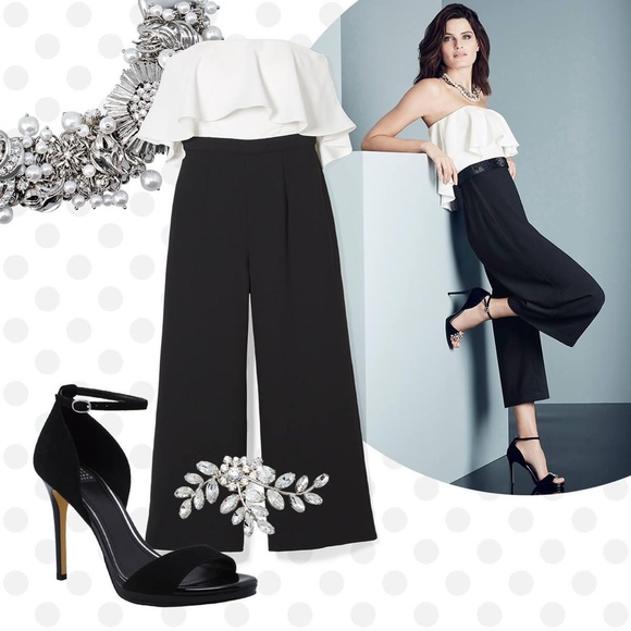 Intermix Womens Back Zip Layered Strapless Wide Leg Jumpsuit - Picture 8 of 8